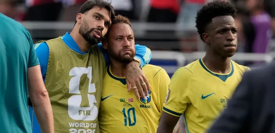 Brazil players reacting after match against Norway
