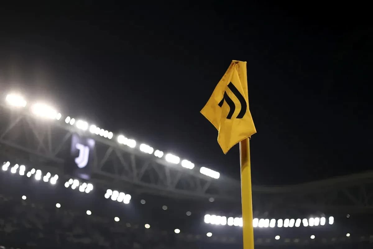 Juventus corner flag at night stadium
