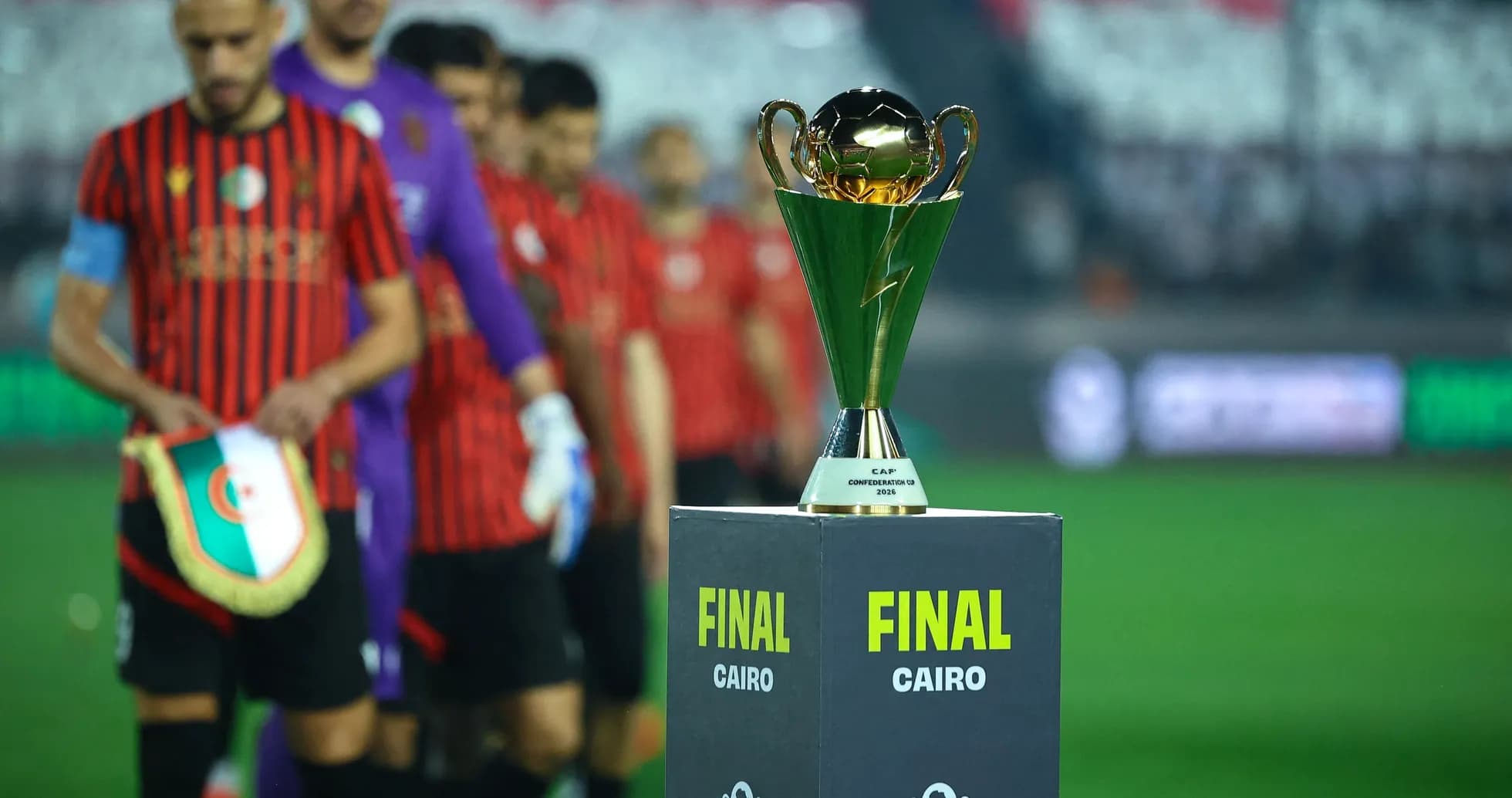 Teams lining up before CAF Confederation Cup final