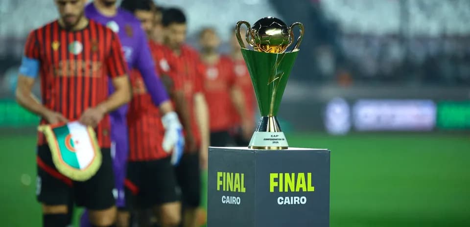 Teams lining up before CAF Confederation Cup final