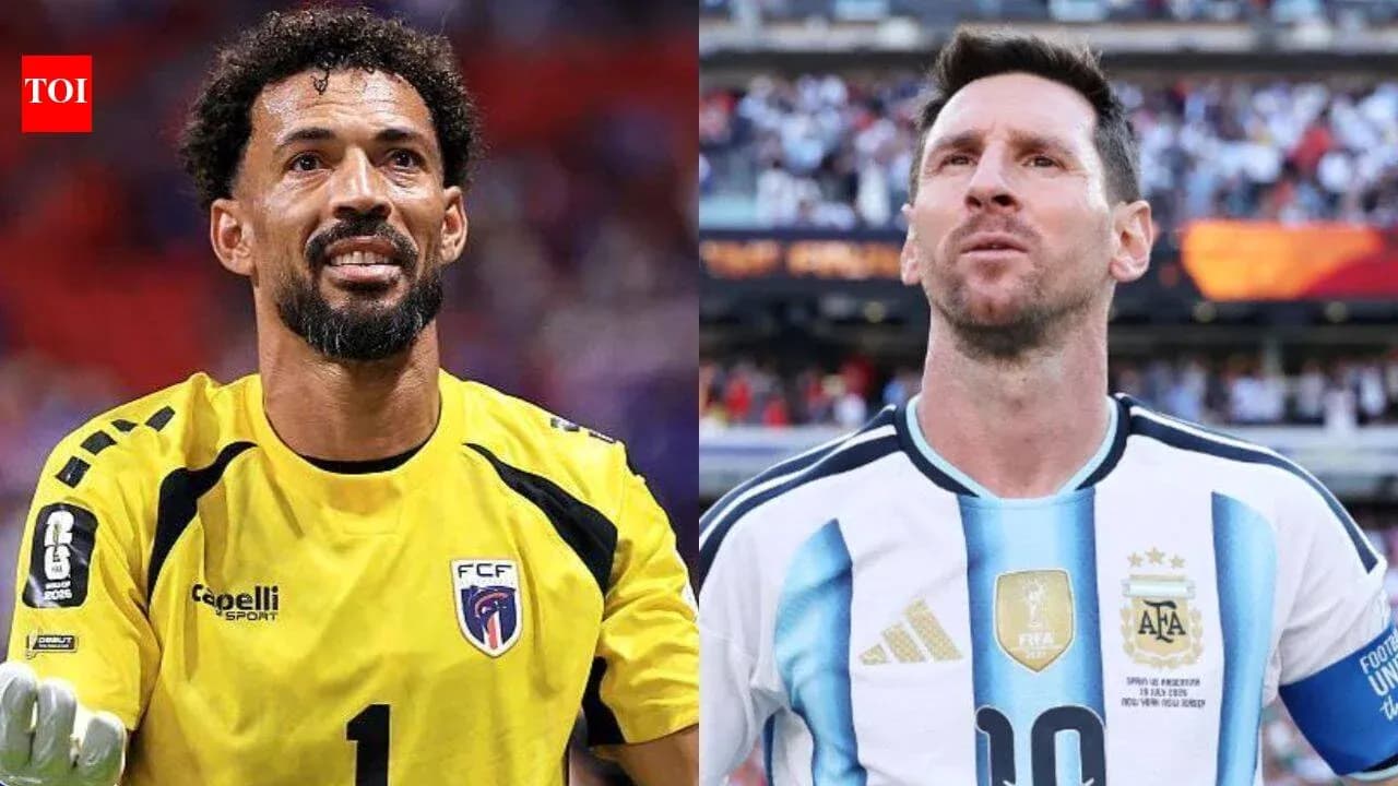Two football players in their national team jerseys