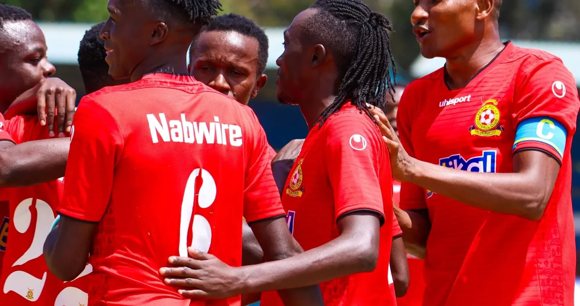 Police players celebrating during FKF Premier League match