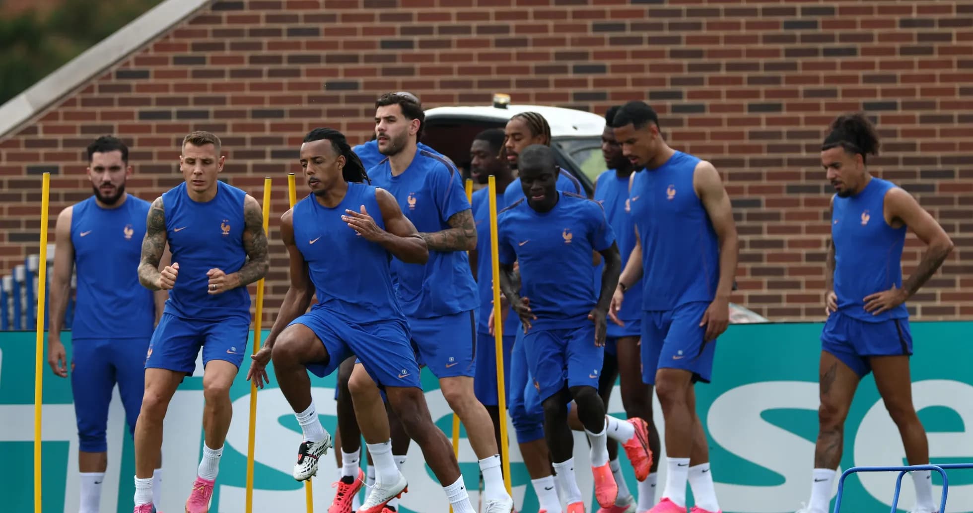 France national team training session on the pitch France national team training session on the pitch