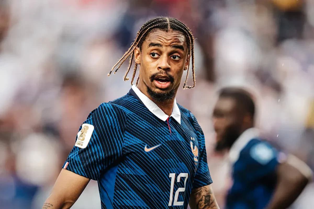 Football player in France kit during match Football player in France kit during match