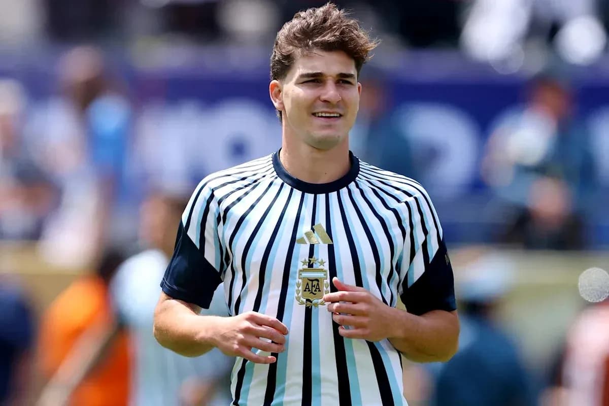 Player wearing Argentina jersey during match warm-up Player wearing Argentina jersey during match warm-up