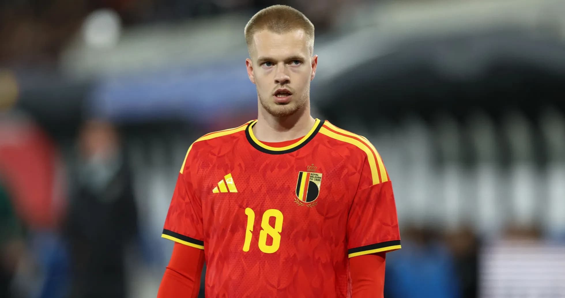 Player in red Belgium jersey during match Player in red Belgium jersey during match