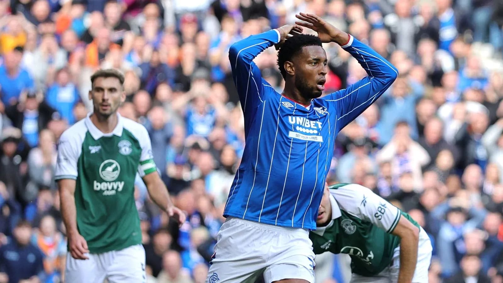 Player celebrating a goal during match at stadium Player celebrating a goal during match at stadium