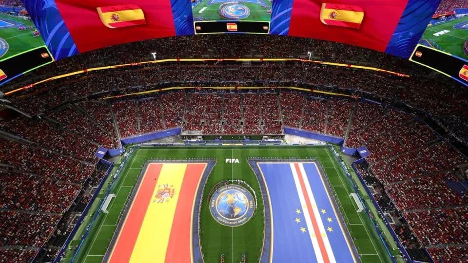 Stadium filled with fans and flags before match Stadium filled with fans and flags before match