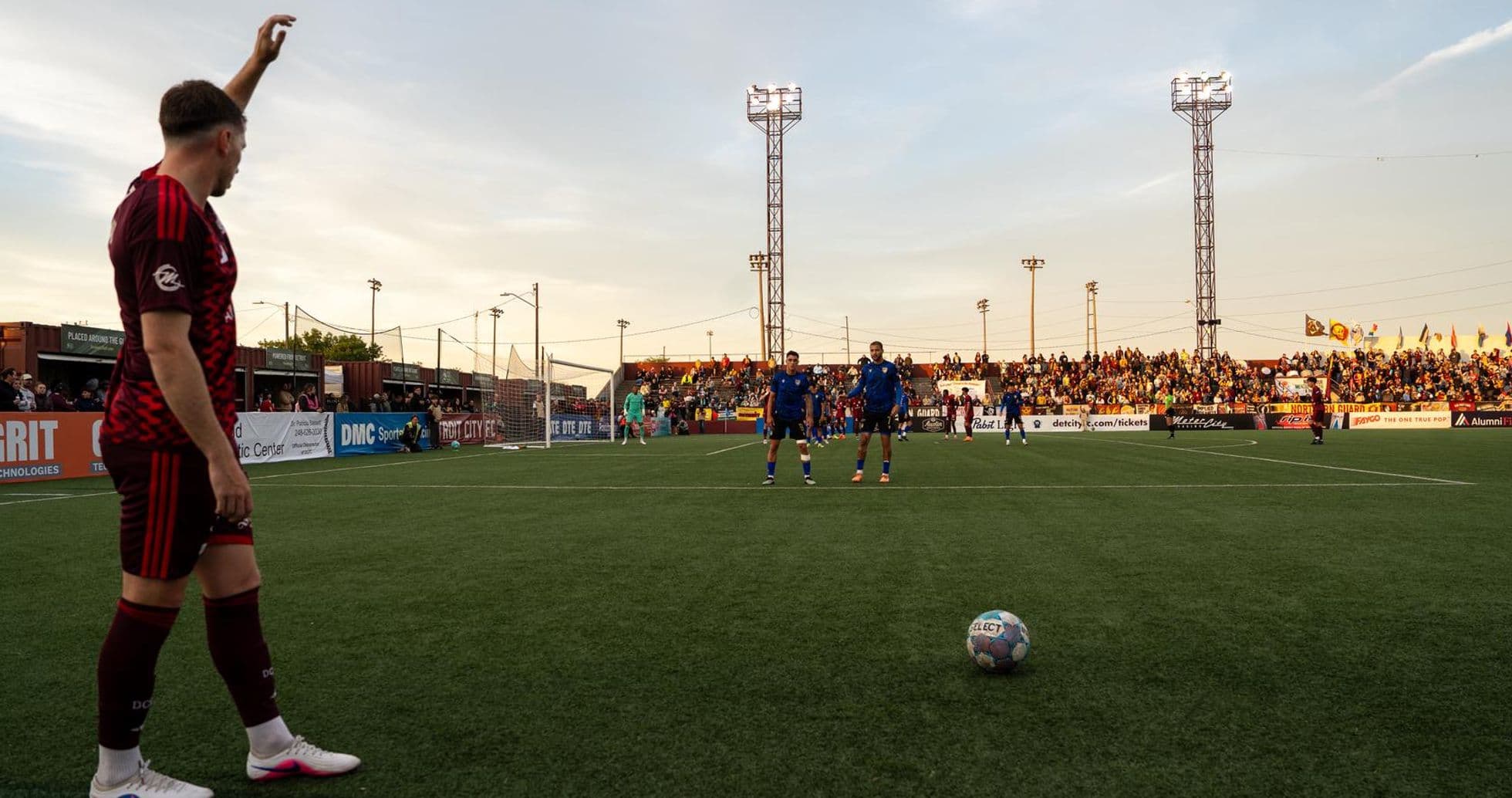Player preparing for a free kick in match Player preparing for a free kick in match