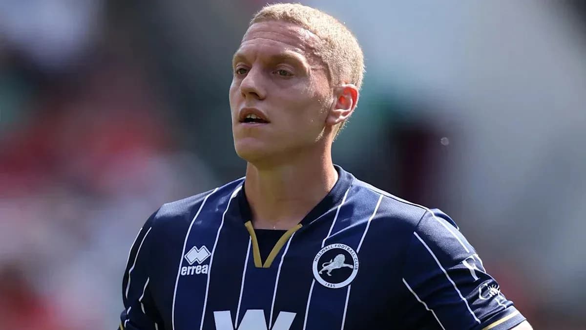 Player wearing Millwall FC jersey during match Player wearing Millwall FC jersey during match