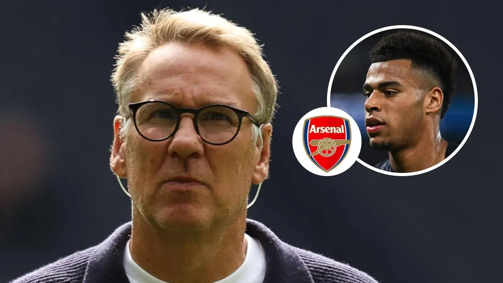 Football analyst with Arsenal logo and player image Football analyst with Arsenal logo and player image