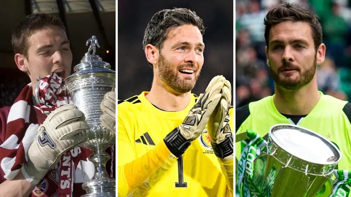 Three goalkeepers holding trophies in various settings Three goalkeepers holding trophies in various settings