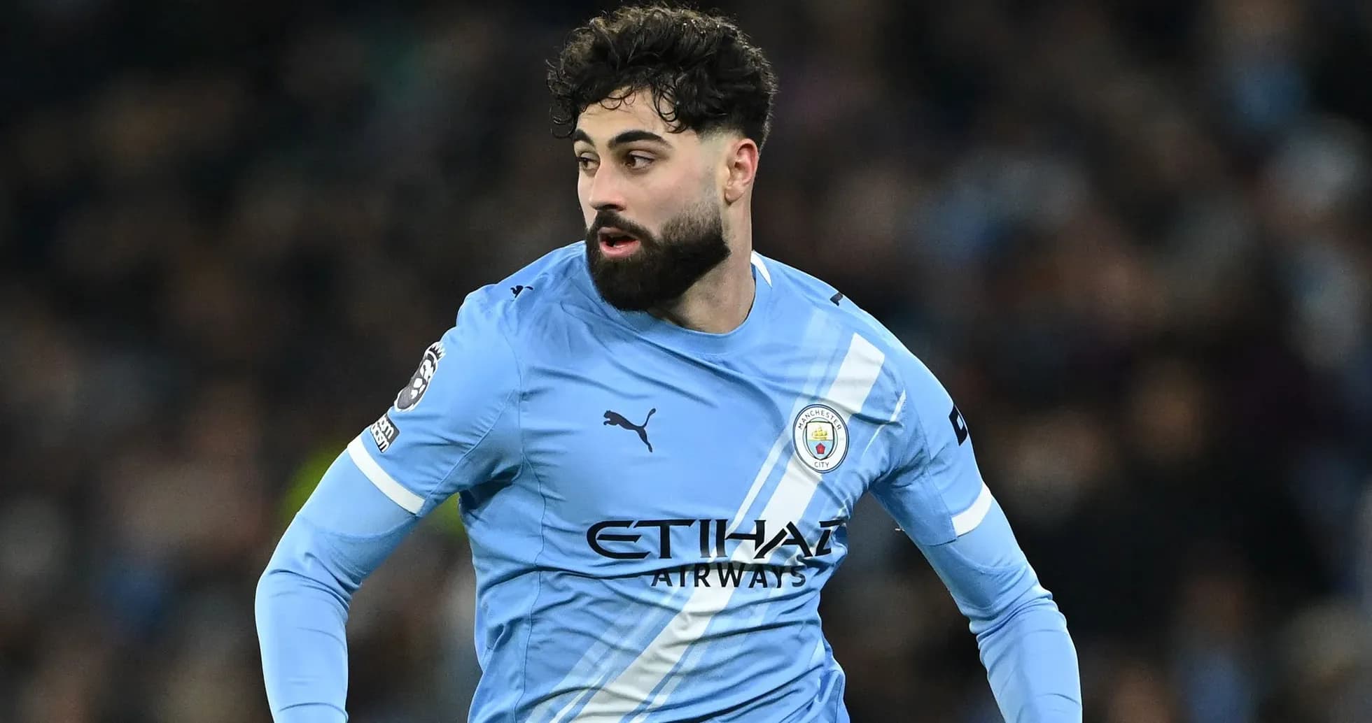 Player in Manchester City jersey during match Player in Manchester City jersey during match
