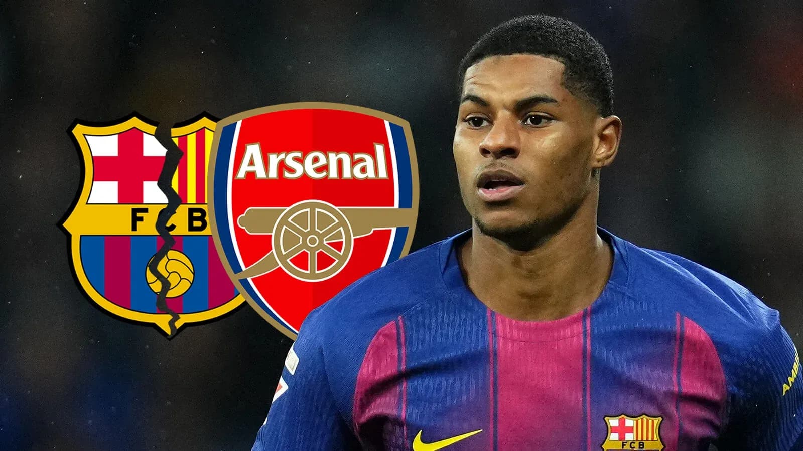 Player in Barcelona kit with club logos in background Player in Barcelona kit with club logos in background