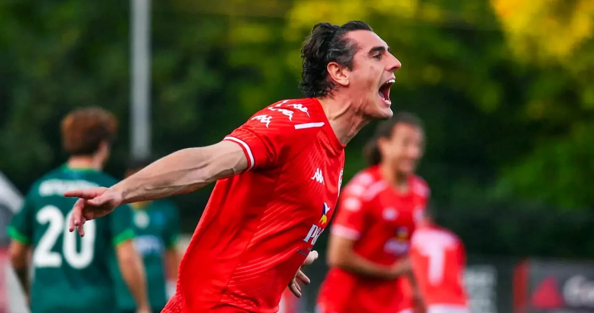 Player celebrating goal during Saburtalo match Player celebrating goal during Saburtalo match