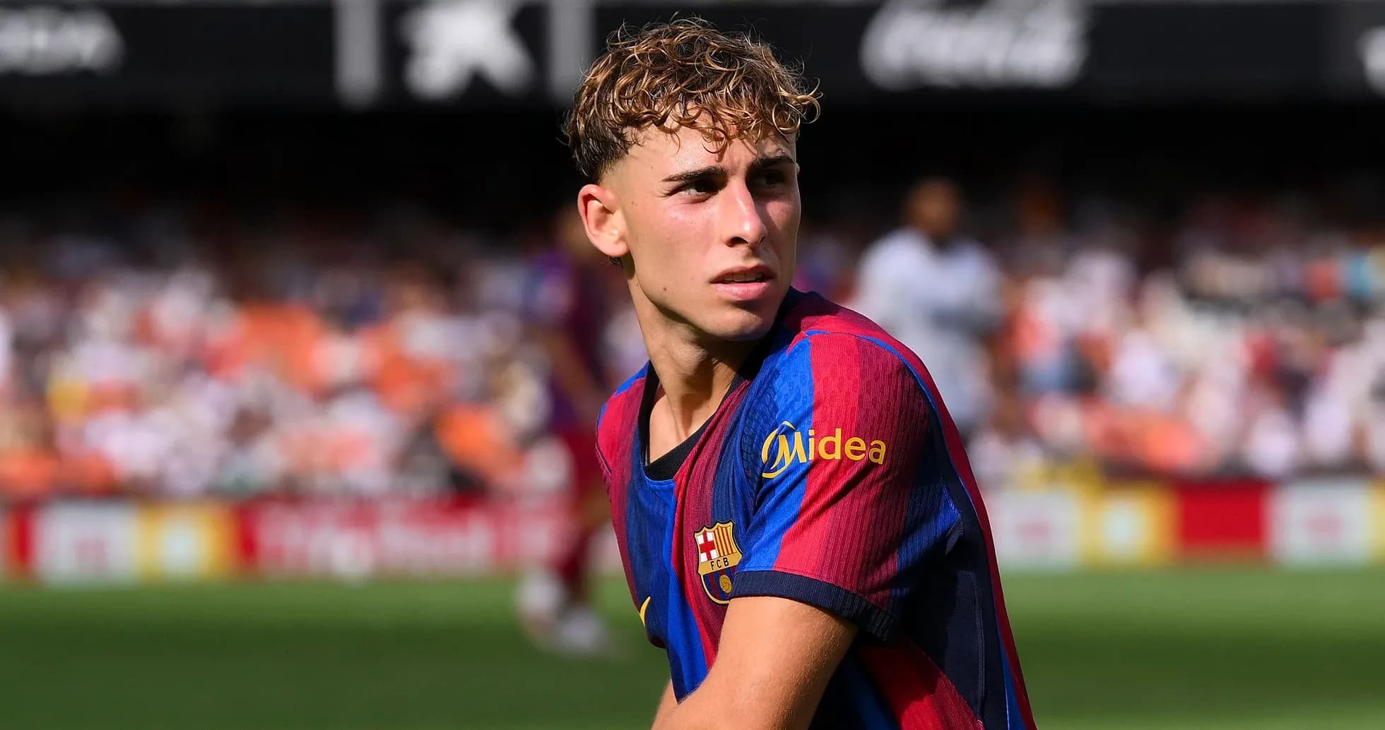 Barcelona player on the pitch during a match Barcelona player on the pitch during a match