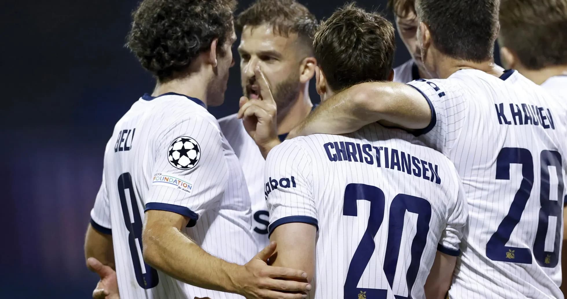 Players celebrating during UEFA Champions League match Players celebrating during UEFA Champions League match