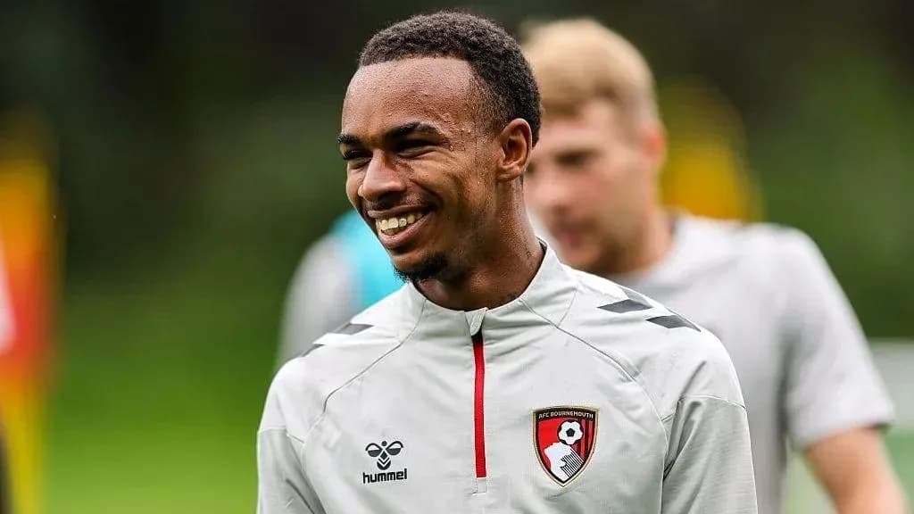 Player smiling during AFC Bournemouth training session Player smiling during AFC Bournemouth training session