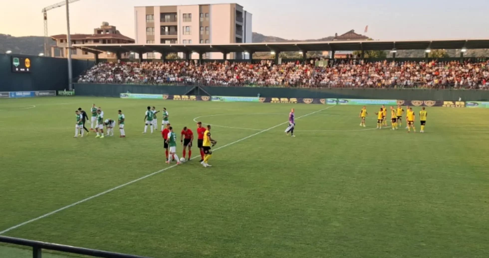 Players from Egnatia and Lillestrom on the pitch Players from Egnatia and Lillestrom on the pitch