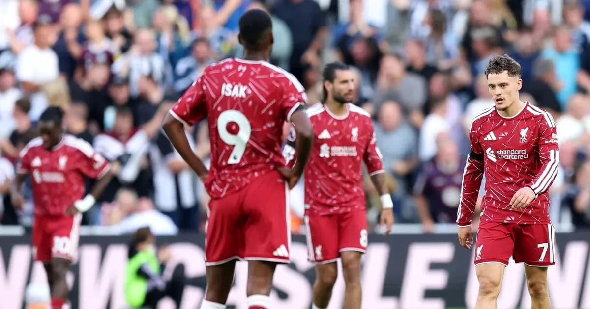 Liverpool players reacting during a match against Newcastle Liverpool players reacting during a match against Newcastle