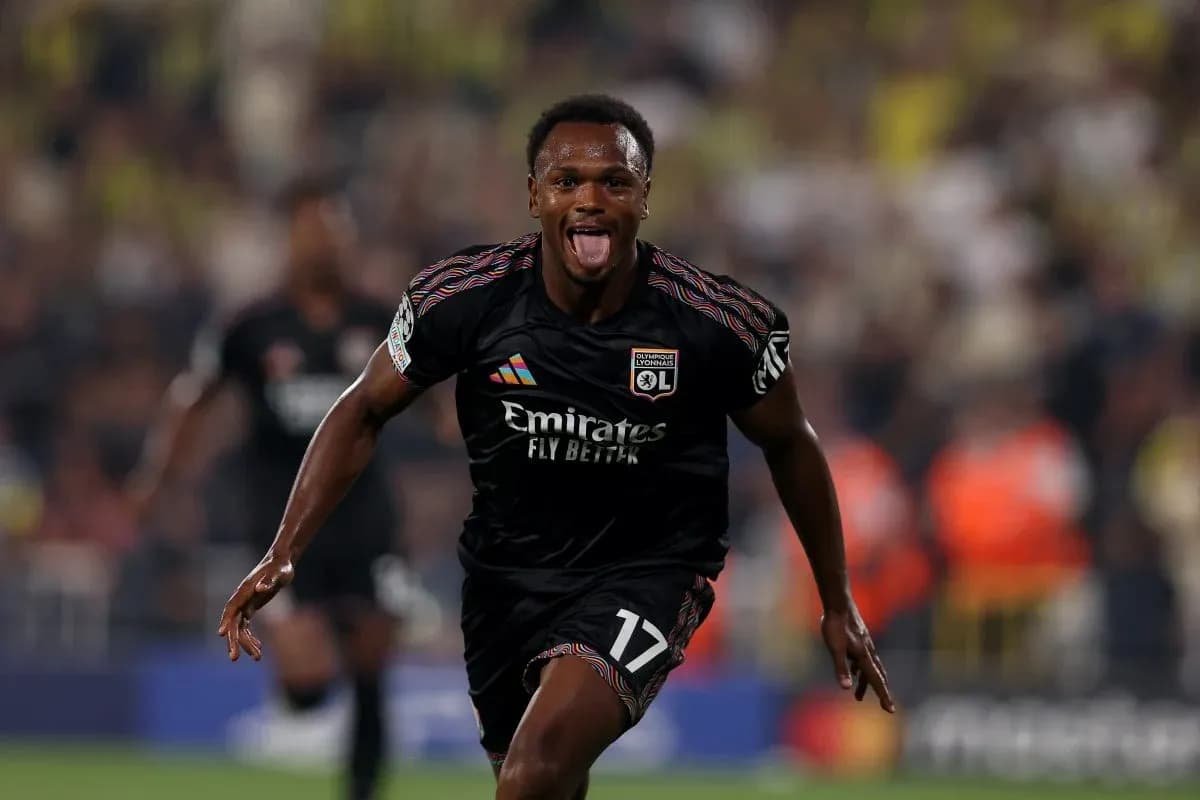 Lyon player celebrating during Champions League match Lyon player celebrating during Champions League match