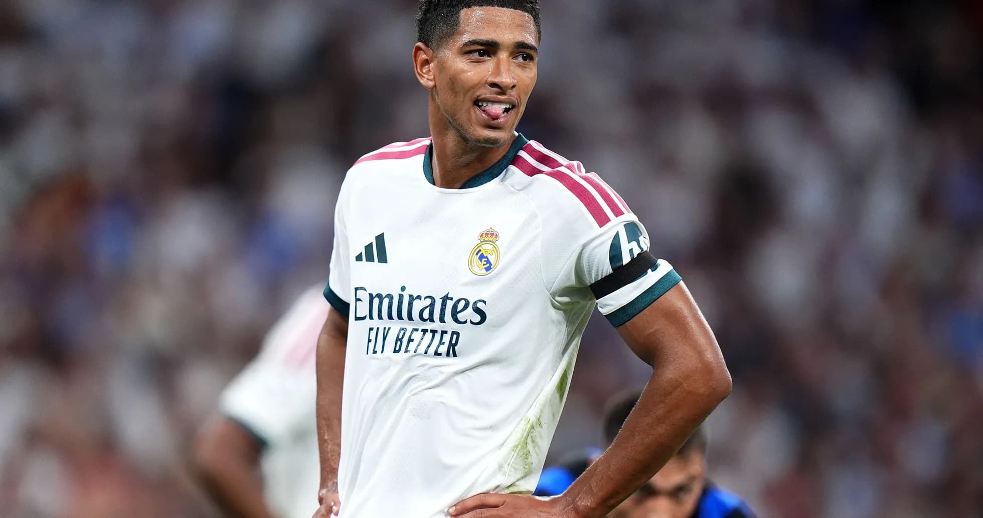Player in Real Madrid kit during match action Player in Real Madrid kit during match action