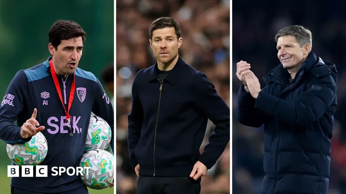 Three football managers during various coaching activities Three football managers during various coaching activities