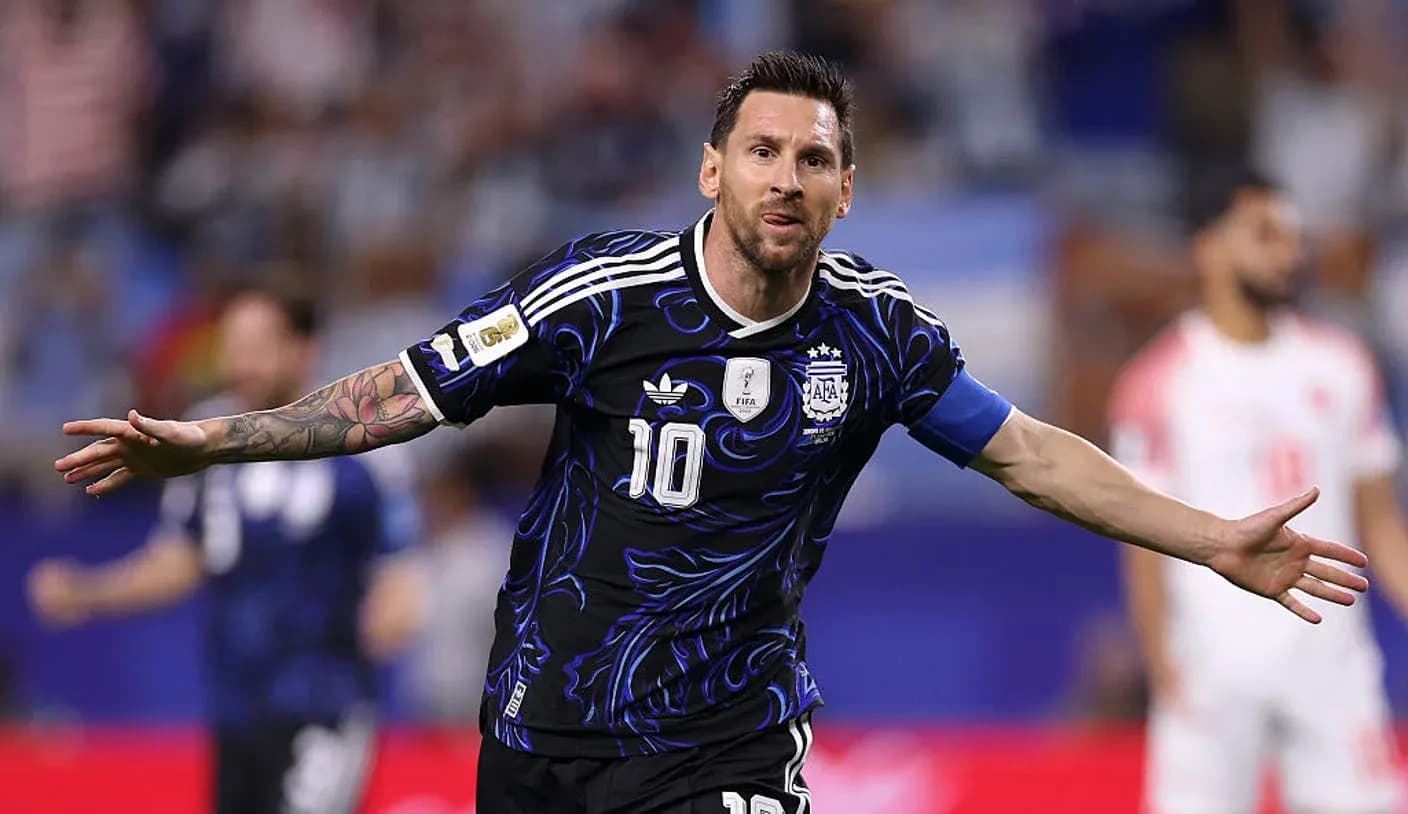 Lionel Messi celebrating a goal during a match Lionel Messi celebrating a goal during a match