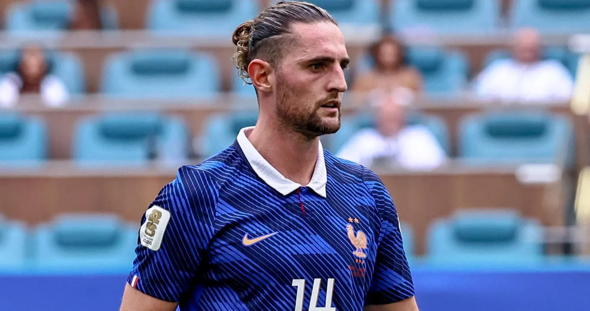 Football player in France national team jersey Football player in France national team jersey