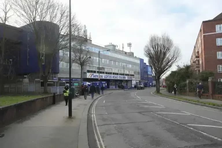 Exterior view of Loftus Road Stadium entrance Exterior view of Loftus Road Stadium entrance