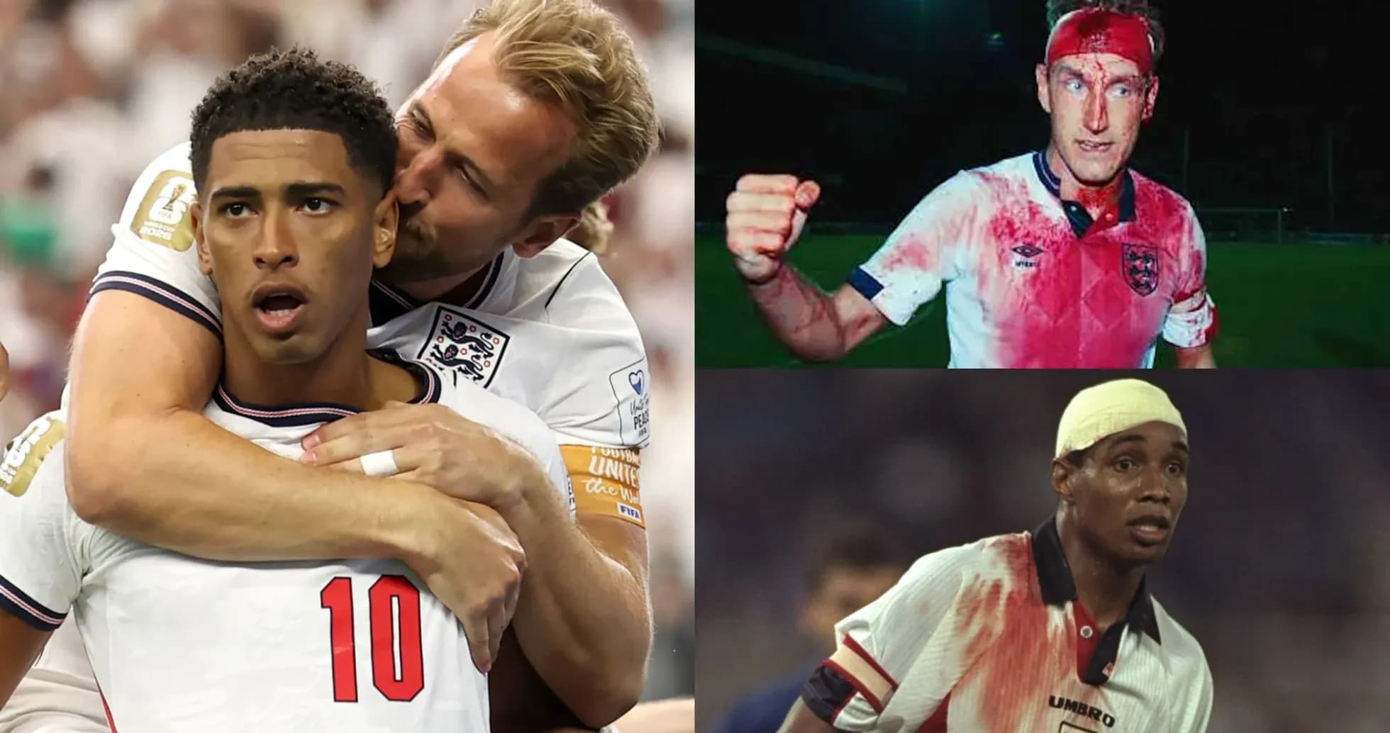 Collage of football players in intense moments Collage of football players in intense moments