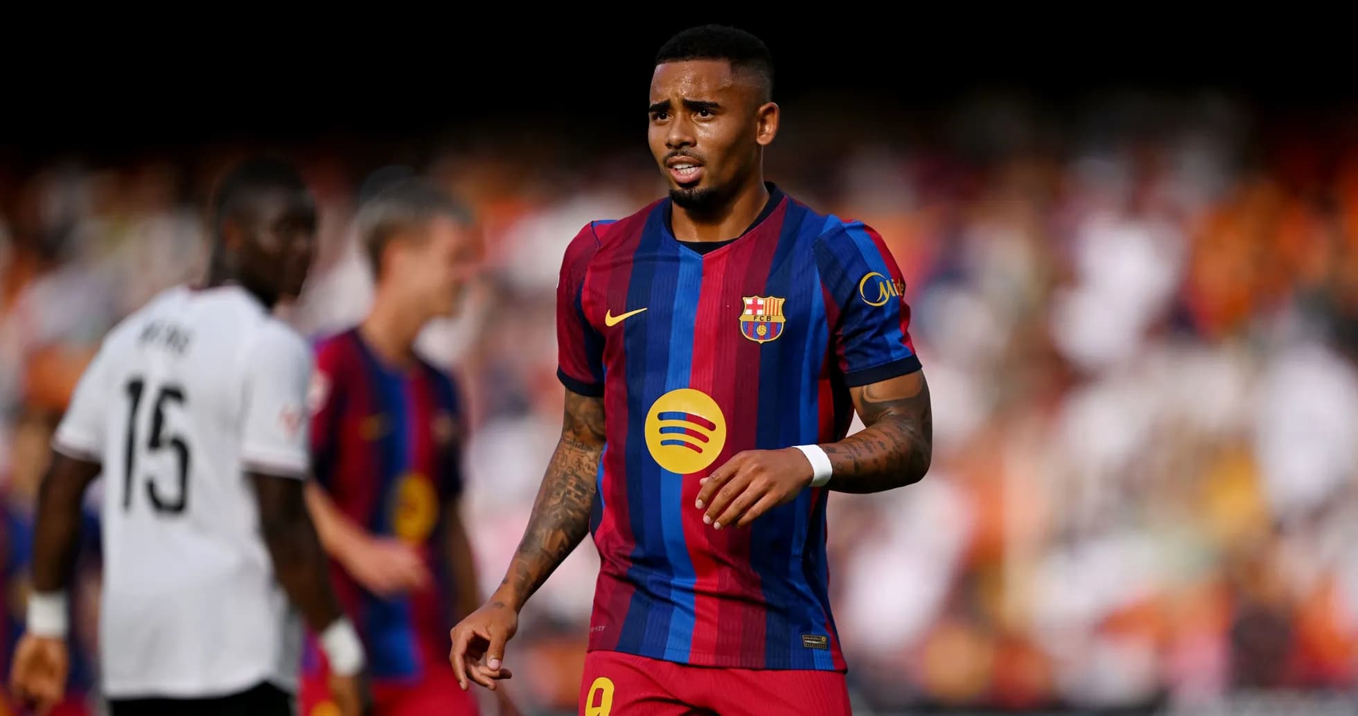 Player wearing Barcelona jersey during match Player wearing Barcelona jersey during match