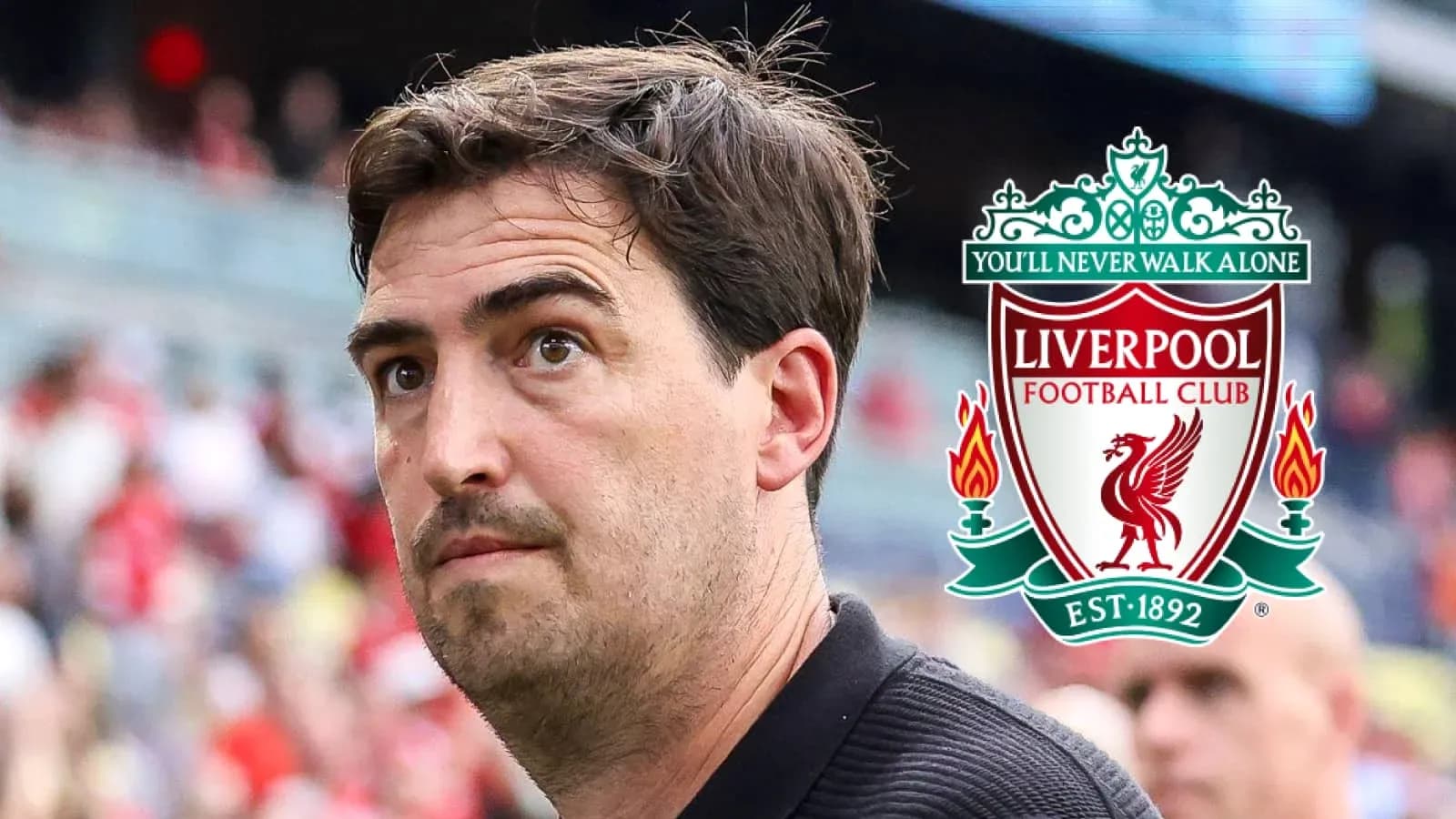 Coach with Liverpool FC logo in background Coach with Liverpool FC logo in background