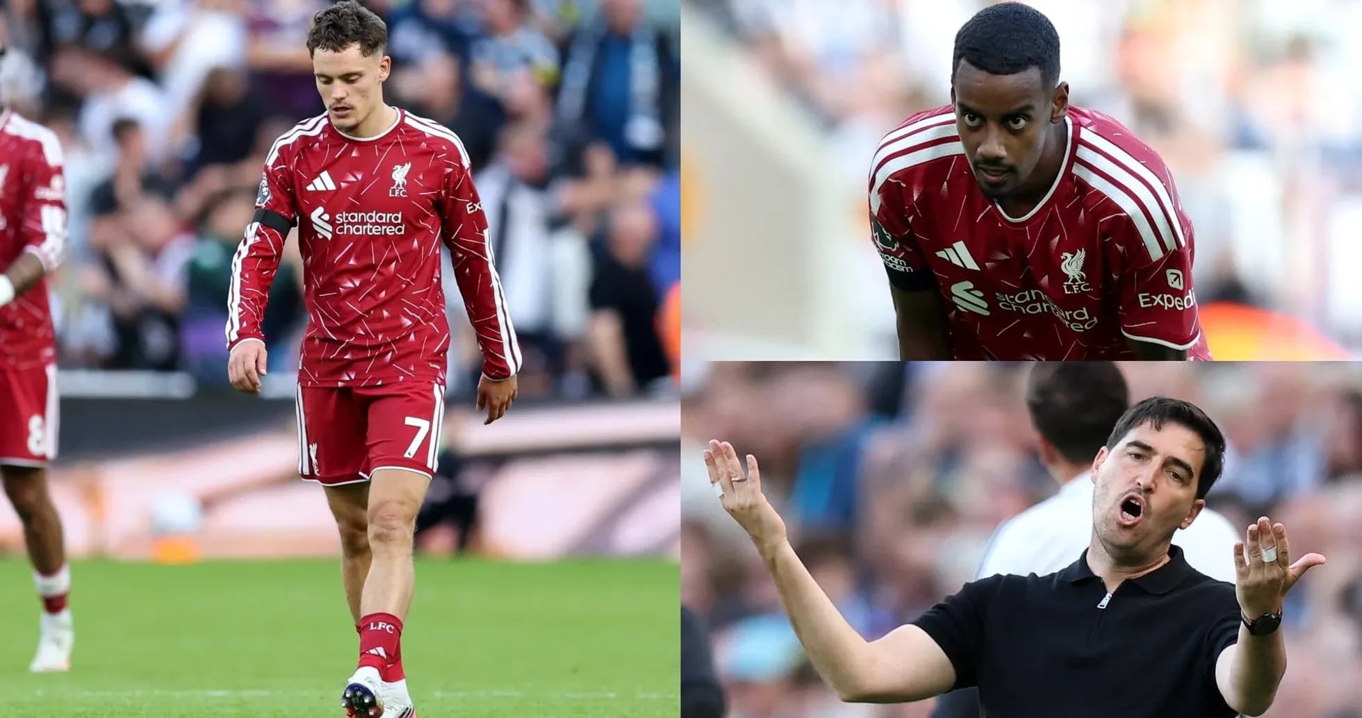 Liverpool players and coach during match reactions Liverpool players and coach during match reactions