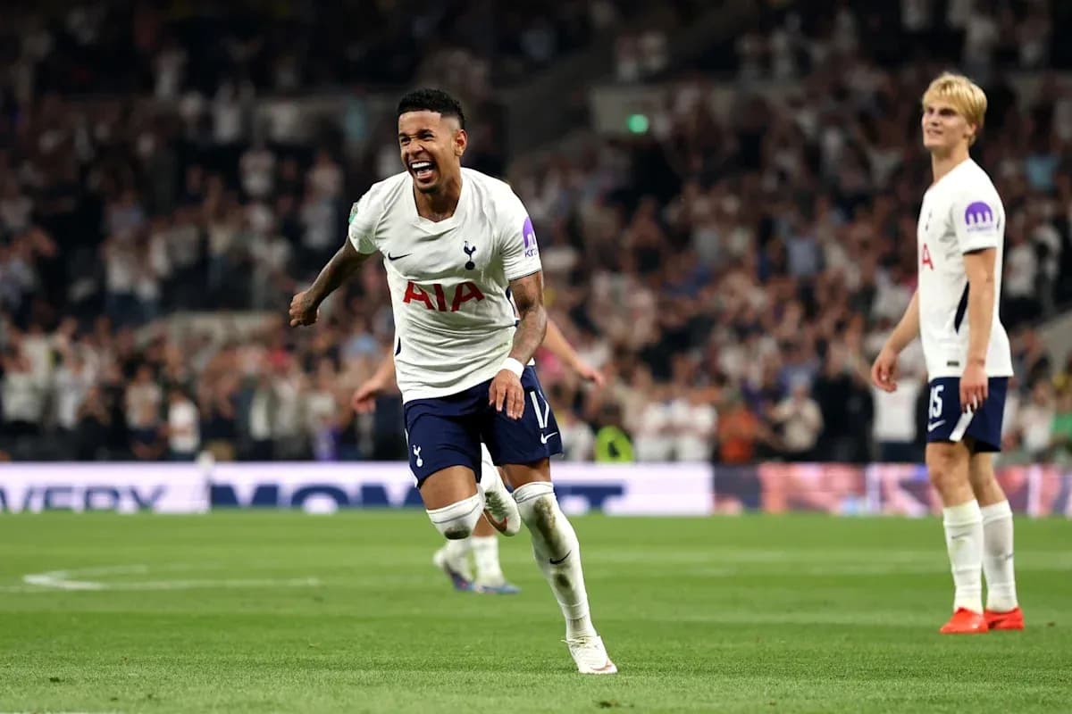 Player celebrating after scoring for Tottenham Hotspur Player celebrating after scoring for Tottenham Hotspur