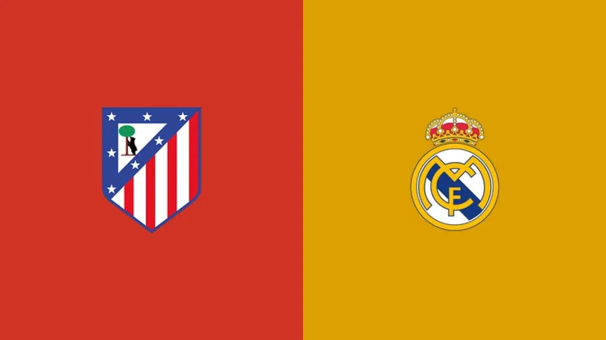 Atletico Madrid and Real Madrid club logos Atletico Madrid and Real Madrid club logos