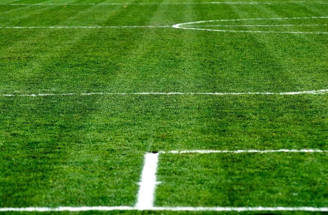 Close-up of a freshly marked football pitch Close-up of a freshly marked football pitch