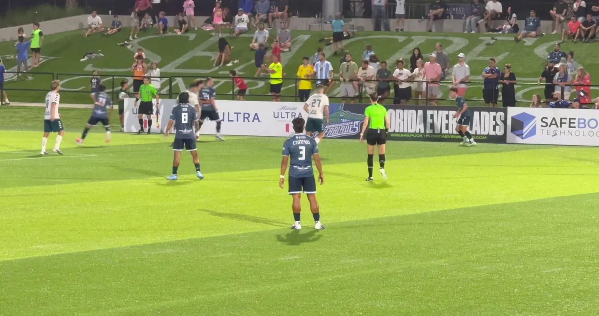 Players preparing for a throw-in during match Players preparing for a throw-in during match