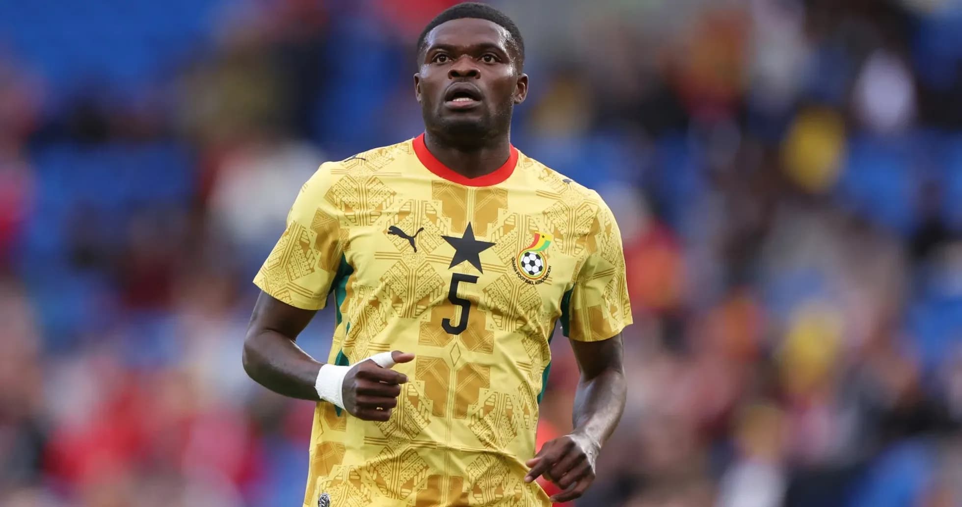 Player in Ghana national team jersey during match Player in Ghana national team jersey during match