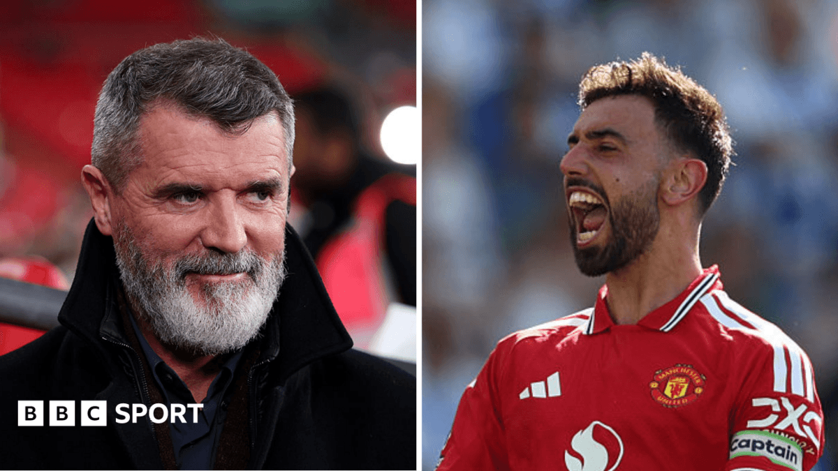 Roy Keane and Bruno Fernandes during match commentary Roy Keane and Bruno Fernandes during match commentary