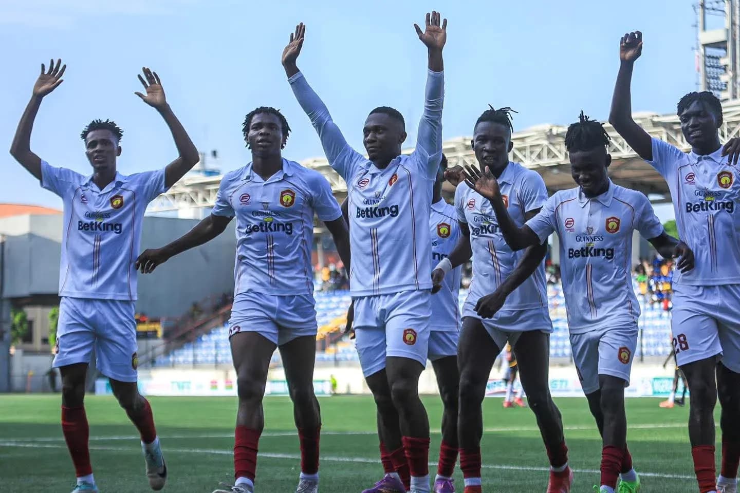 Warri Wolves players celebrating a goal Warri Wolves players celebrating a goal