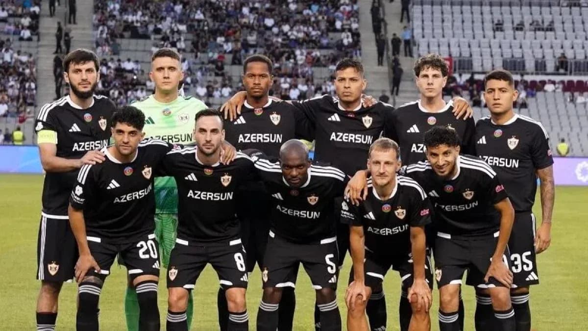 Qarabag team posing before UEFA match Qarabag team posing before UEFA match