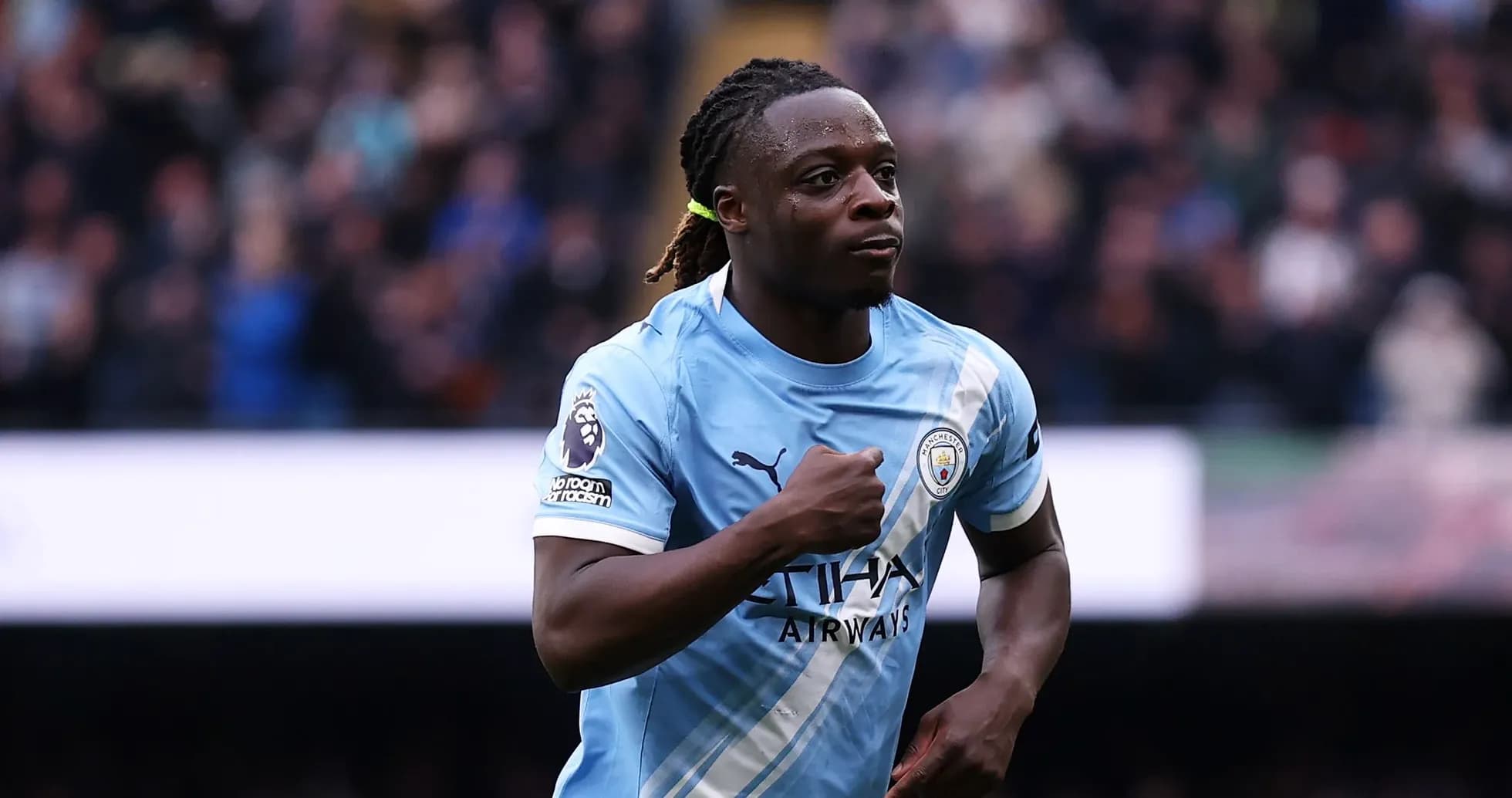 Manchester City player celebrating after scoring goal Manchester City player celebrating after scoring goal