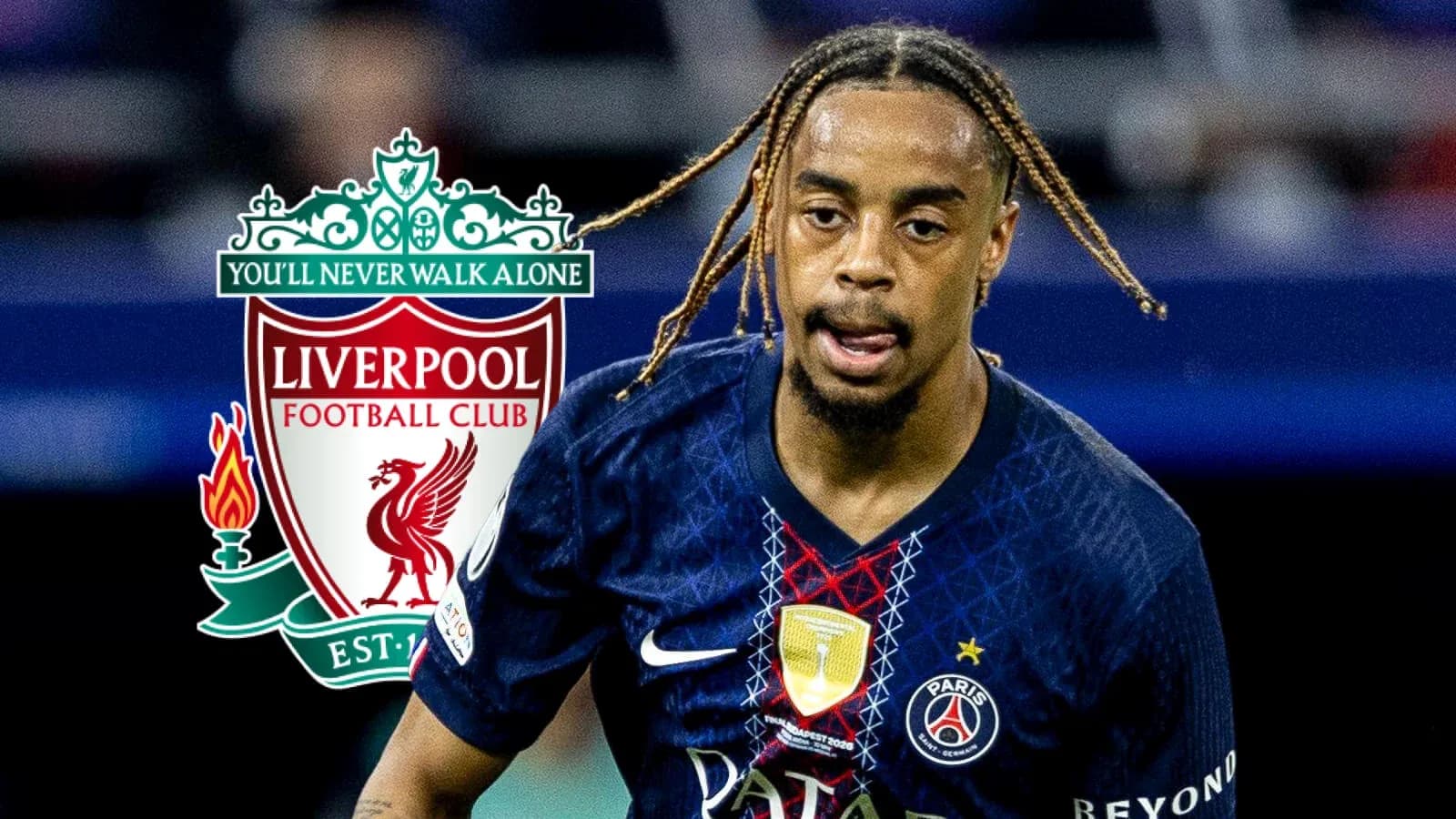 Player in Paris Saint-Germain kit running with ball Player in Paris Saint-Germain kit running with ball
