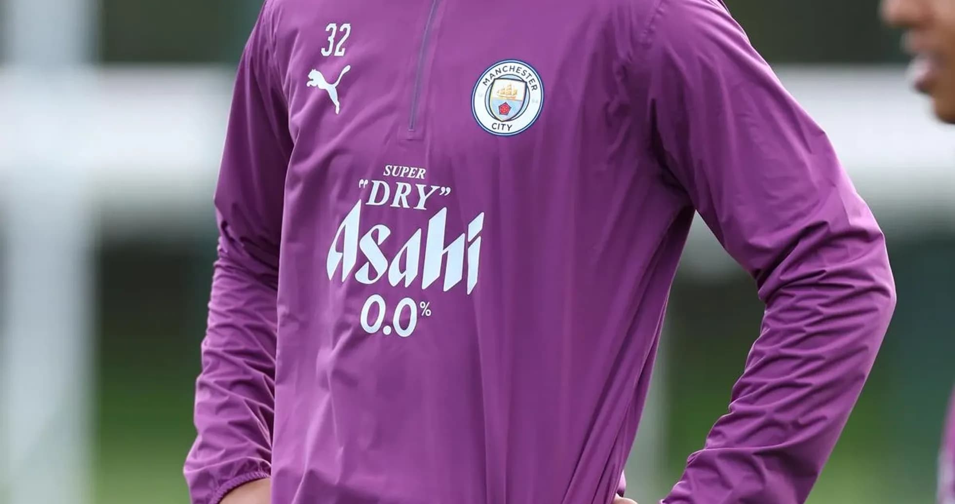 Player in Manchester City training kit during session Player in Manchester City training kit during session