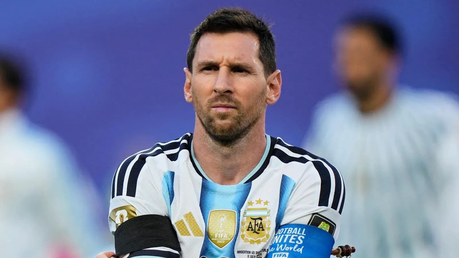 Lionel Messi in Argentina jersey during match preparation Lionel Messi in Argentina jersey during match preparation
