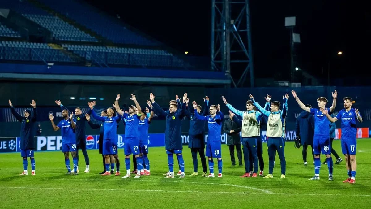 Dinamo Zagreb players celebrating after match Dinamo Zagreb players celebrating after match