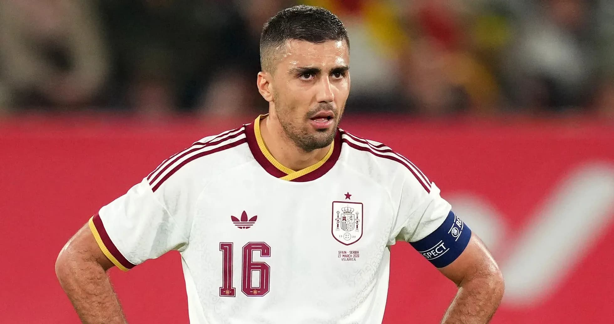 Player wearing Spain kit during match Player wearing Spain kit during match