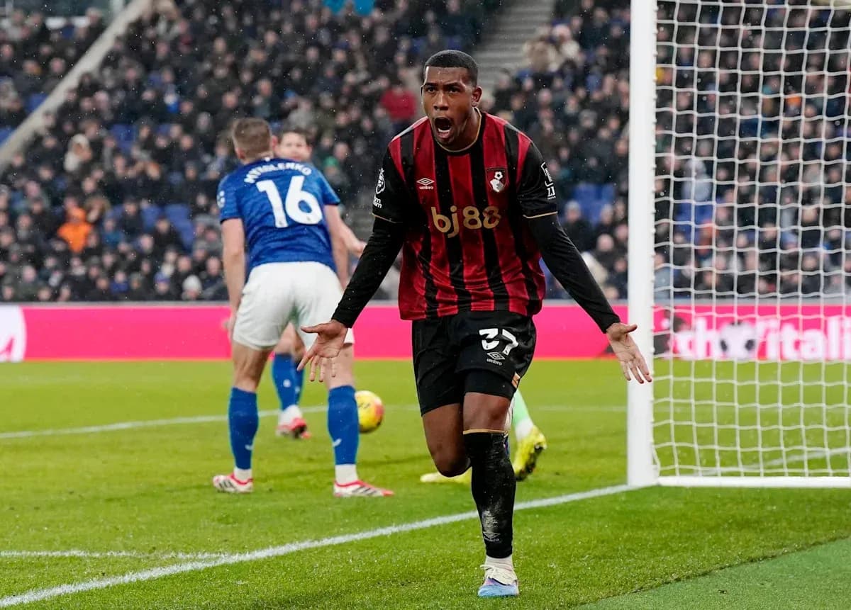 Bournemouth player celebrating a goal on the pitch Bournemouth player celebrating a goal on the pitch