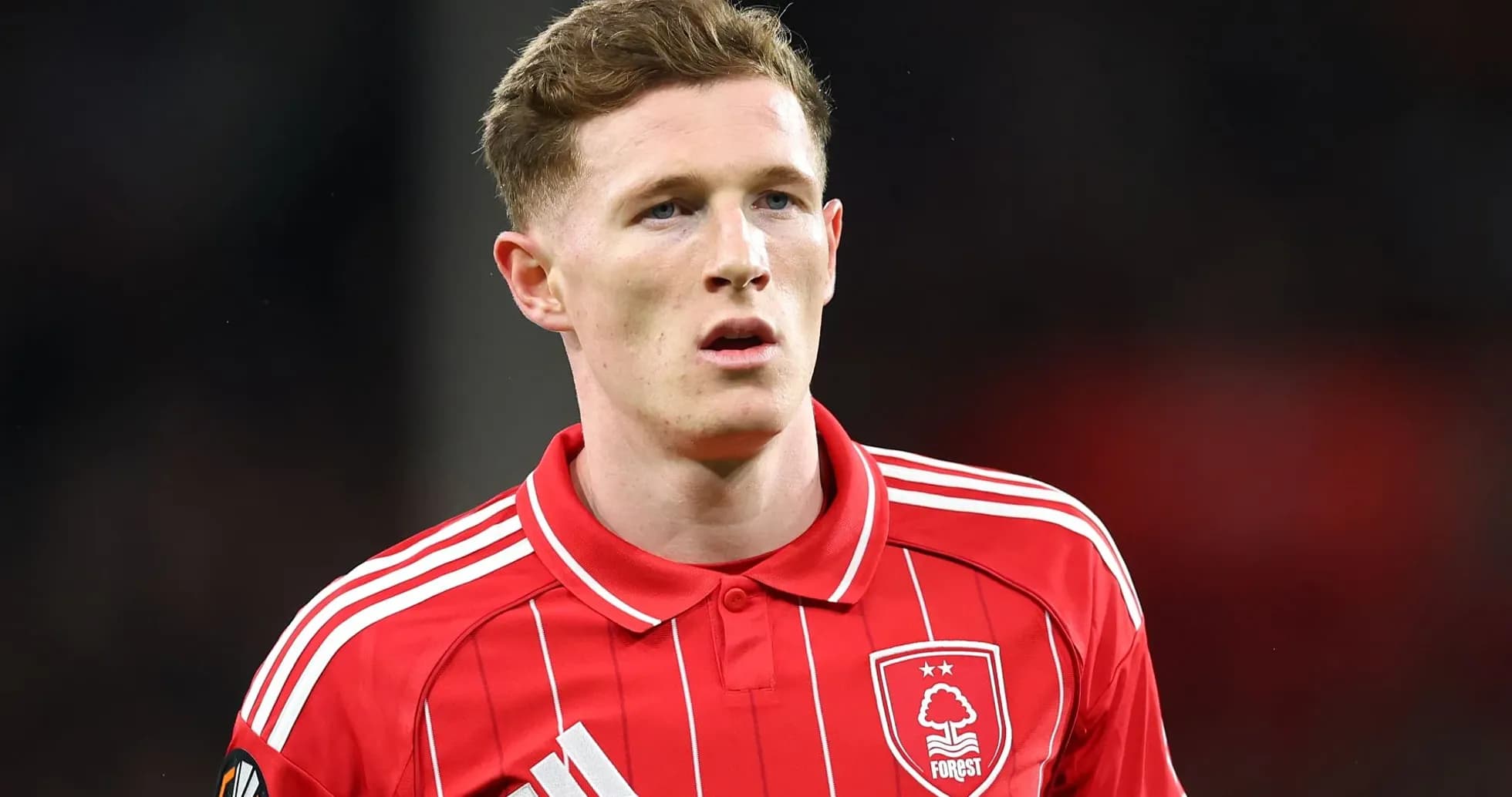 Player in red Nottingham Forest jersey during match Player in red Nottingham Forest jersey during match